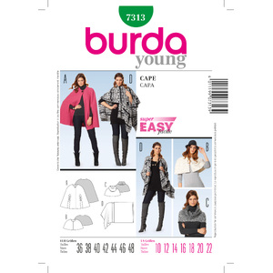 Burda Style B7313 Cape Sewing Pattern Burda Sewing Pattern 7313