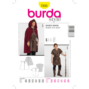 Burda Style B7333 Men&#39;s Robin Hood Costume Sewing Pattern Burda Sewing Pattern 7333