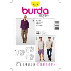 Burda Style B7525 Shirt Sewing Pattern Burda Sewing Pattern 7525