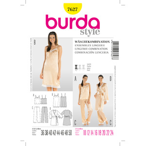 Burda Style B7627 Lingerie Combination Sewing Pattern Burda Sewing Pattern 7627