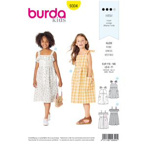 Burda Style Pattern 9304 Children&#39;s Pinafore Dress with Front Button Fastening – Gathered Skirt Burda Sewing Pattern 9304