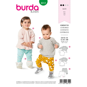 Burda Style Pattern 9312 Babies&#39; Coordinates, Pull-On Top and Pants Burda Sewing Pattern 9312