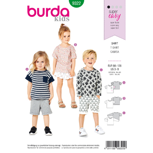 Burda Style Pattern 9322 Child&#39;s top Burda Sewing Pattern 9322