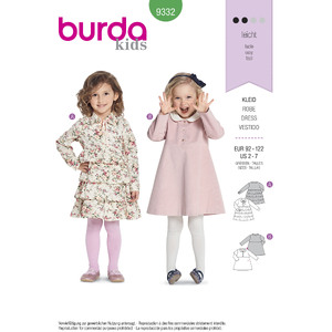 Burda Style Pattern B9332 Child&#39;s Dress Burda Sewing Pattern 9332