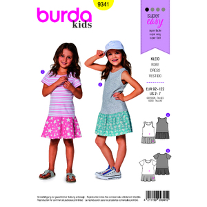 Burda Style Pattern B9341 Child's Summer Jersey Dresses Burda Sewing Pattern 9341