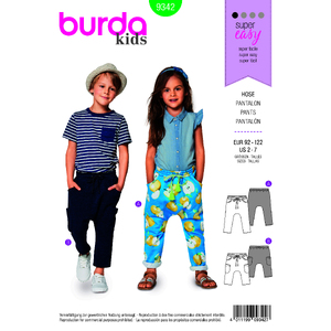 Burda Style Pattern B9342 Child&#39;s Elastic Waistband Trousers Burda Sewing Pattern 9342