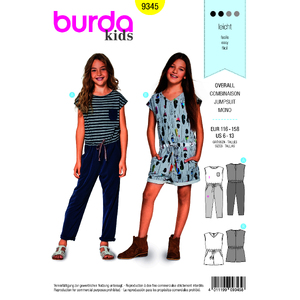 Burda Style Pattern B9345 Child&#39;s Summer Jumpsuit Burda Sewing Pattern 9345