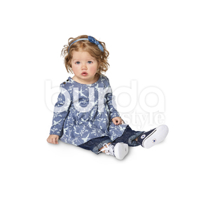 Burda Style Pattern B9347 Baby&#39;s Dress and Bodysuit Burda Sewing Pattern 9347