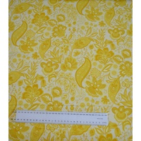 53cm REMNANT Clothworks Sophie Yellow, 112cm Wide Cotton Fabric Y1043.9