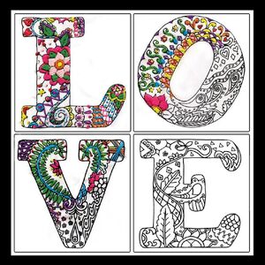 Zenbroidery LOVE 12&quot; x 12&quot; Design Printed on Polycotton