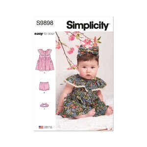 Simplicity Sewing Pattern S9898 Babies’ Dress, Panty and Headband sizes xxs-l