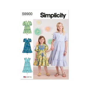 Simplicity Sewing Pattern S9900k5 Children’s Girls’ Dress with Sleeve sizes 7-14