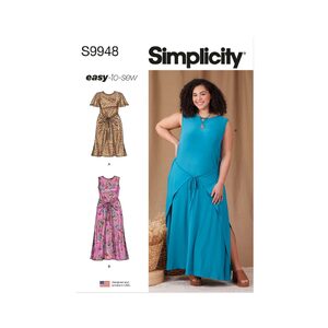 Simplicity Sewing Pattern S9948w3 Knit Dress with Sleeve Variation size 30w-38w