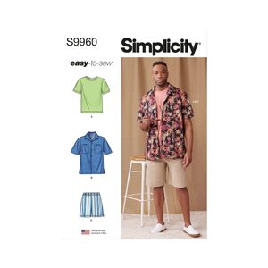 Simplicity Sewing Pattern S9960aa Men’s Knit T-Shirt Shirt &amp; Shorts size 34-42