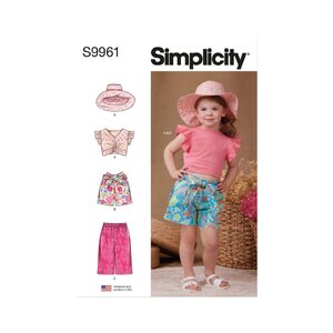 Simplicity Sewing Pattern S9961a Toddler Shorts trouser Hat Knit Top sz 1/2-4