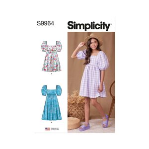 Simplicity Sewing Pattern S9964a Girls Dress With Back Bodice &amp; Length sz 7-14