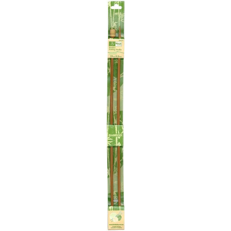 Bamboo Knitting Pins 33cm x 4.50mm, Knobbed Knitting Needles