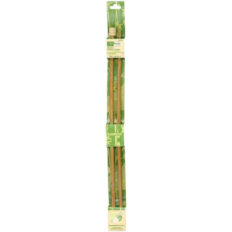 Bamboo Knitting Pins 33cm x 6.50mm, Knobbed Knitting Needles