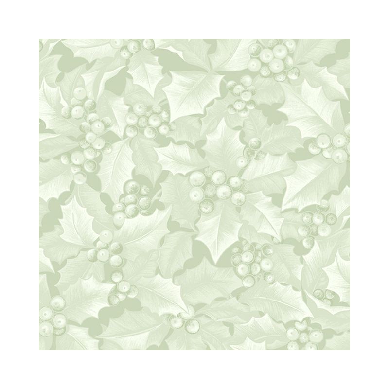 Winter Elegance Holly & Berries LIGHT GREEN 110cm Wide Cotton Fabric (0190-4340)