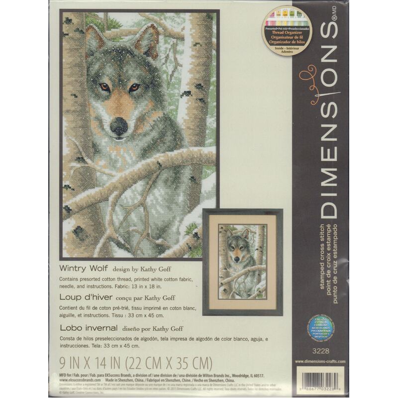 WINTRY WOLF Stamped Cross Stitch Kit 22cm x 35cm, 03228