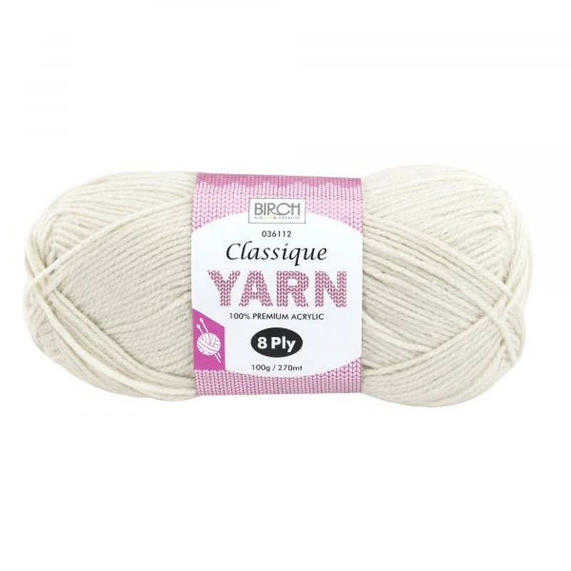 PARCHMENT Classique 100% Acrylic Knitting Yarn, 8 Ply 100g Ball (Approx. 270m)