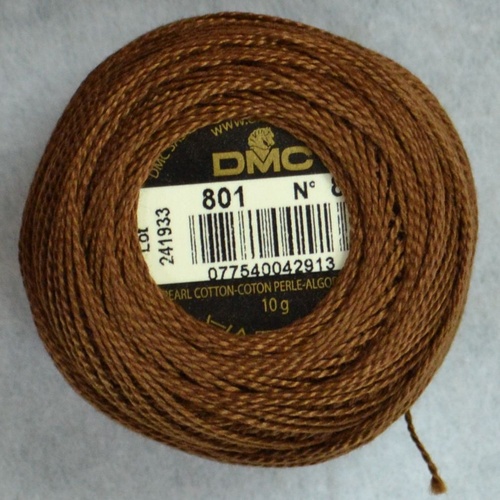 DMC Perle (Pearl) 8 Cotton #801 DARK COFFEE BROWN 10g Ball 80m