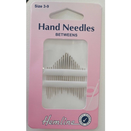 Hemline Hand Needles, Quilting / Betweens Size 3-9, Packet of 20 Assorted