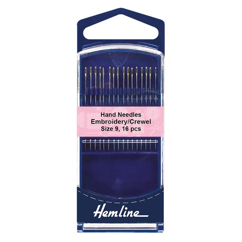 Embroidery / Crewel Needles, Gold Eye Size 9, Pack of 16 needles by Hemline