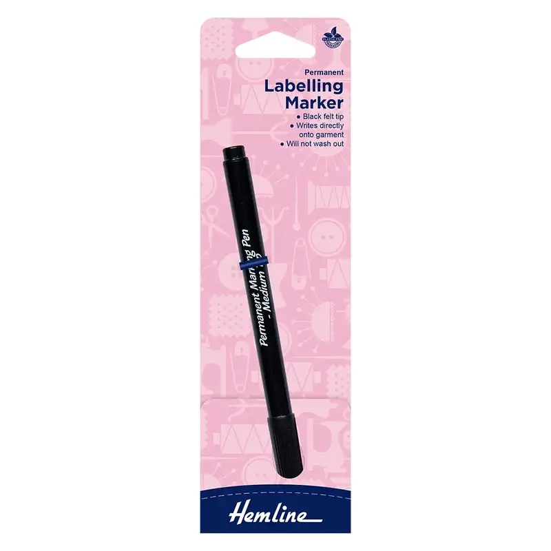 Hemline Permanent Labelling Marker, Black Medium Tip