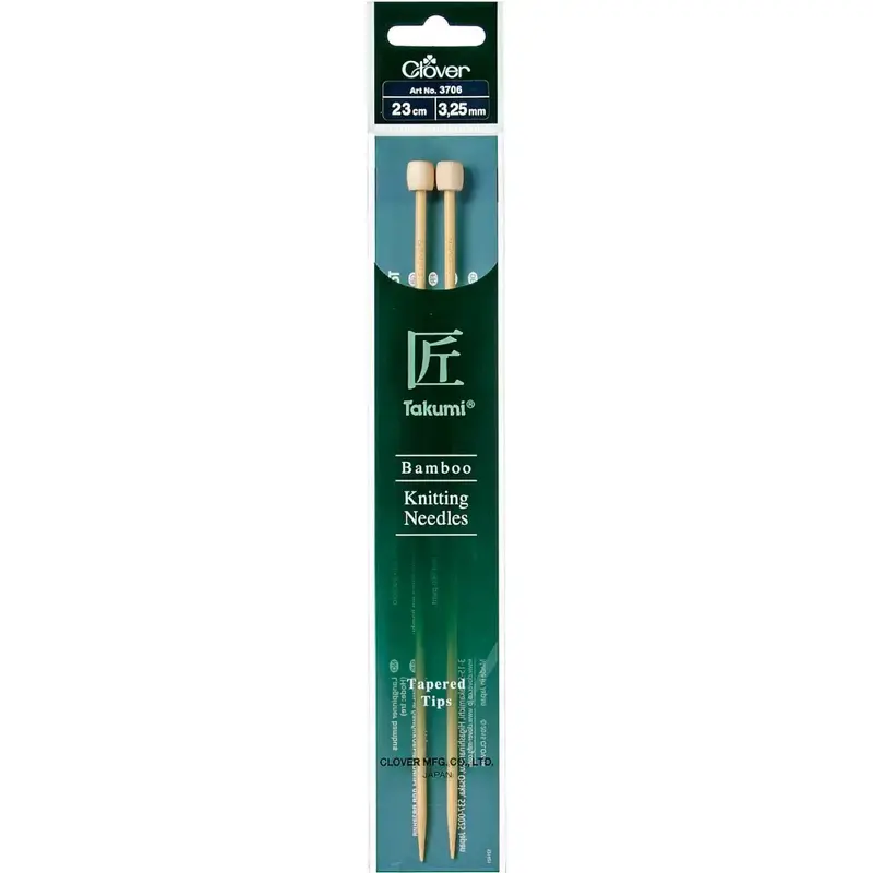 Clover Takumi 23cm x 3.25mm Bamboo Knitting Needles