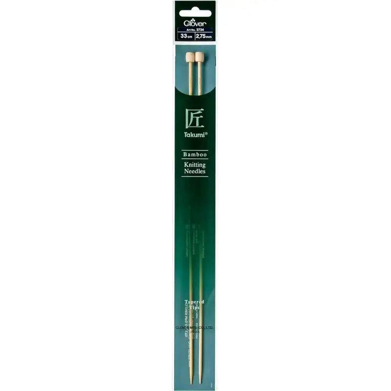 Clover Takumi 33cm x 2.75mm Bamboo Knitting Needles