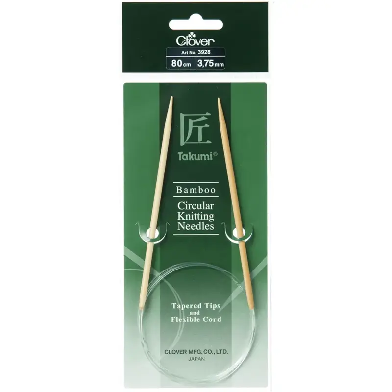 Clover 80cm x 3.75mm Takumi Bamboo Circular Knitting Needle (AKA Knitting Pin)