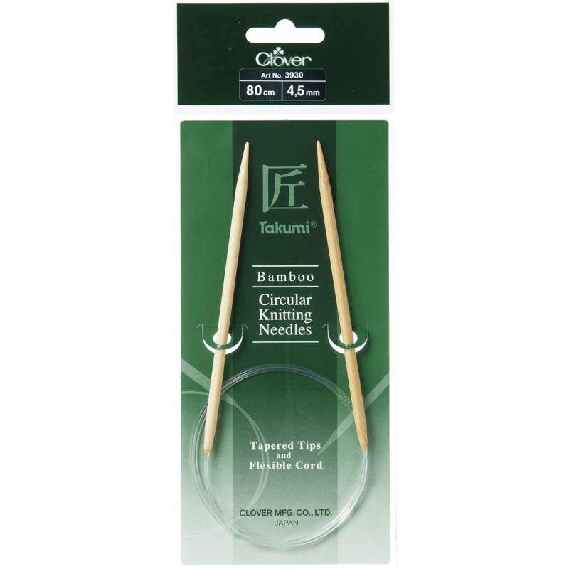 Clover 80cm x 4.50mm Takumi Bamboo Circular Knitting Needle (AKA Knitting Pin)