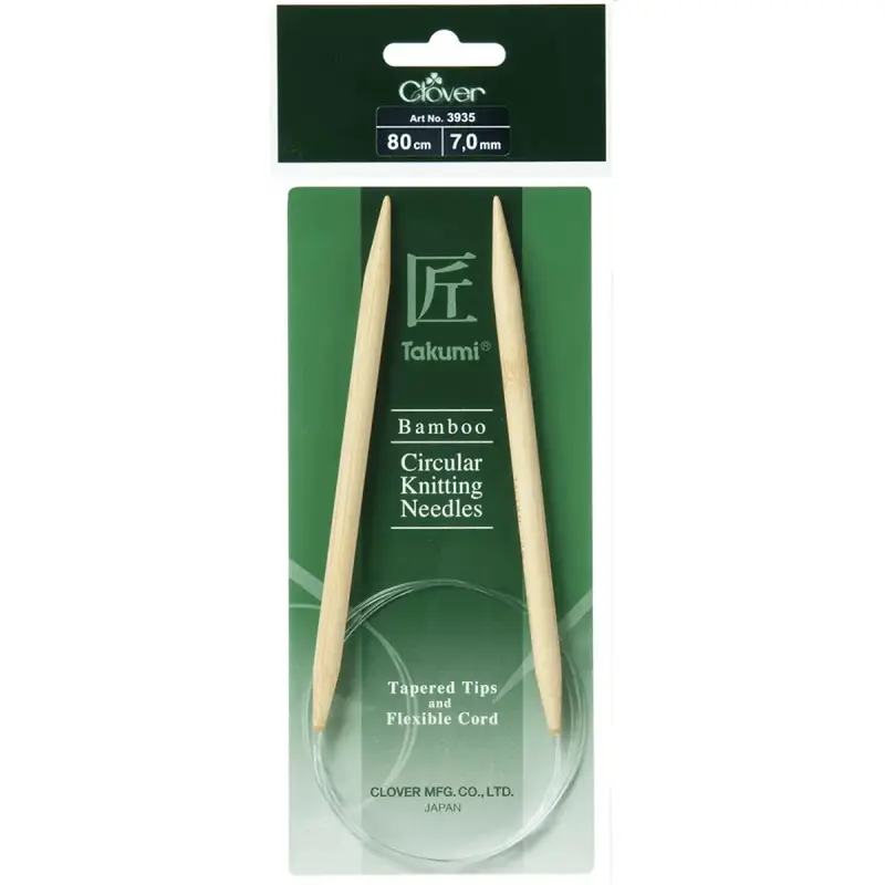 Clover 80cm x 7.00mm Takumi Bamboo Circular Knitting Needle (AKA Knitting Pin)