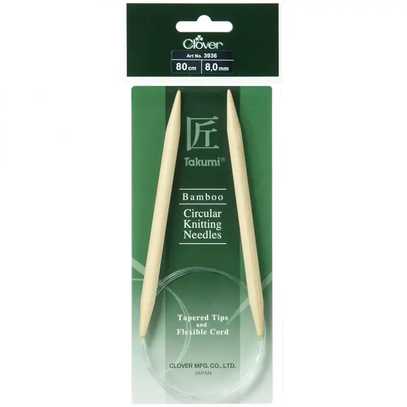 Clover 80cm x 8.00mm Takumi Bamboo Circular Knitting Needle (AKA Knitting Pin)