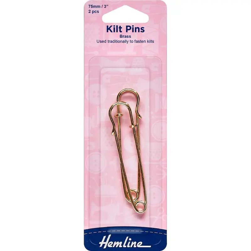 75mm Kilt Pins, Brass, Qty 2, by Hemline, Traditionally These Were To Fasten Kilts