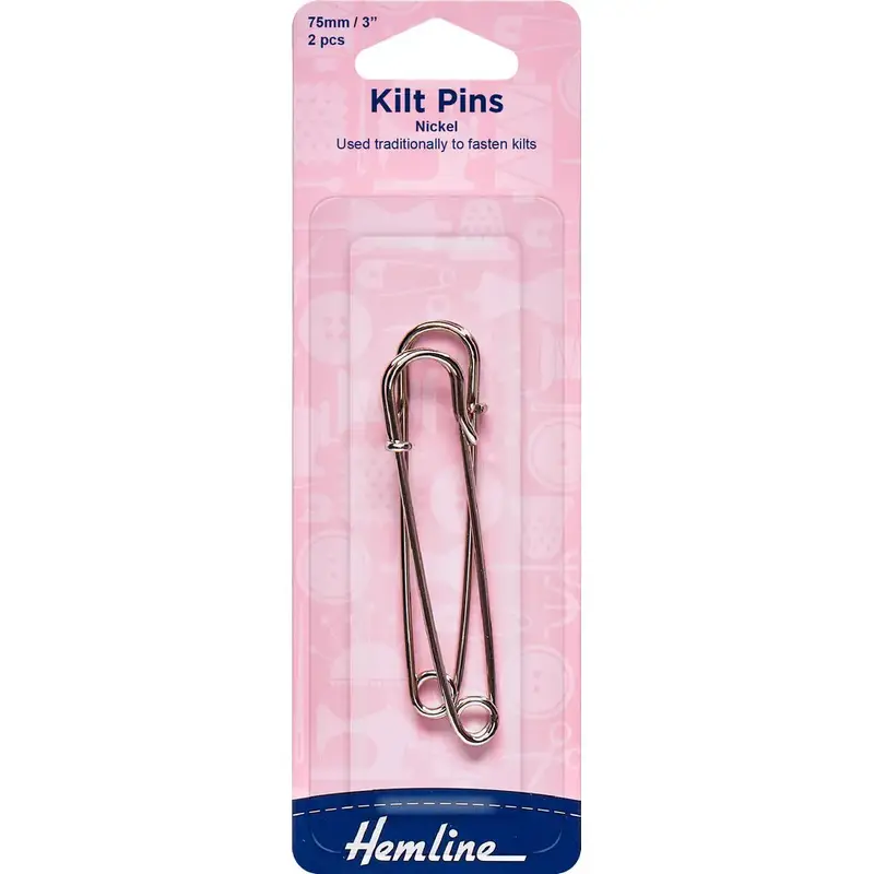 75mm Kilt Pins, Nickle Qty 2, by Hemline, Traditionally These Were To Fasten Kilts