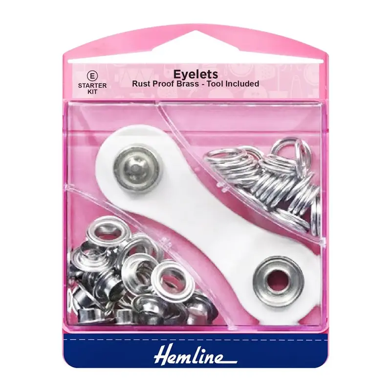 Hemline Eyelets, Tool Included, Large 10.5mm, 15 Eyelets, Directions On Pack