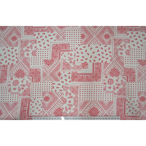 Cotton Fabric Per 1/2 Metre, 110cm Wide, 59-1529.01 CREAM / RED