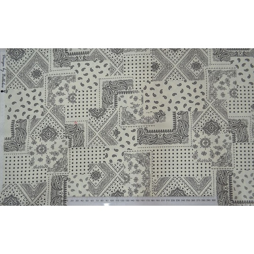 Cotton Fabric Per 1/2 Metre, 110cm Wide, 59-1529.03 CREAM / BLACK