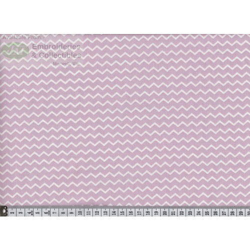 Notting Hill Print 647250-0441 Cream Zigzag on Pink 145cm Wide by Gutermann