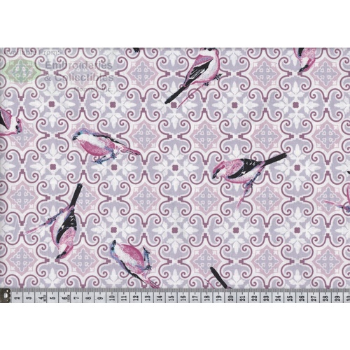 Notting Hill Print 647292-0441 Birds Pink 145cm Wide by Gutermann