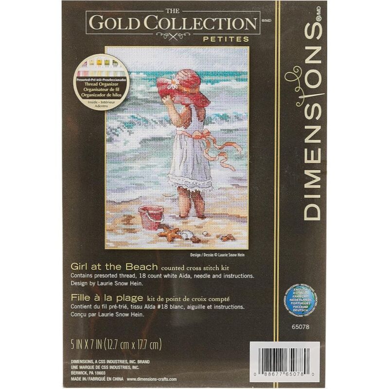 Dimensions GIRL AT THE BEACH Counted Cross Stitch Kit, #65078, Gold Petites