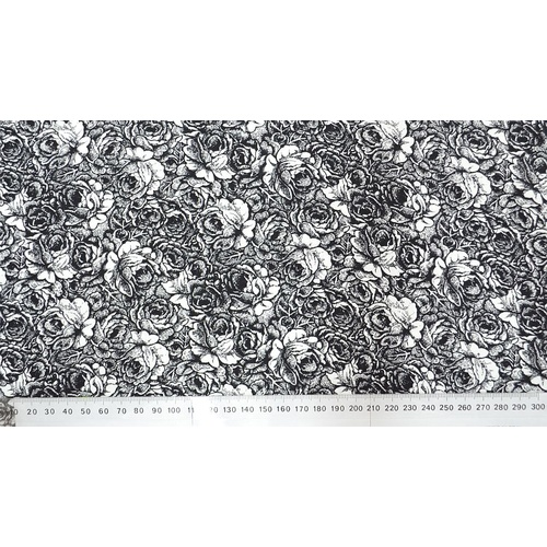 Cotton Fabric, 110cm Wide, 6954.99 BLACK / WHITE, 30cm REMNANT