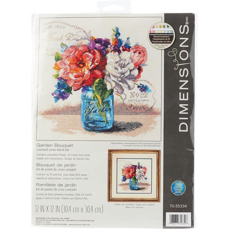 GARDEN BOUQUET Counted Cross Stitch Kit 12" x 12" 70-35334