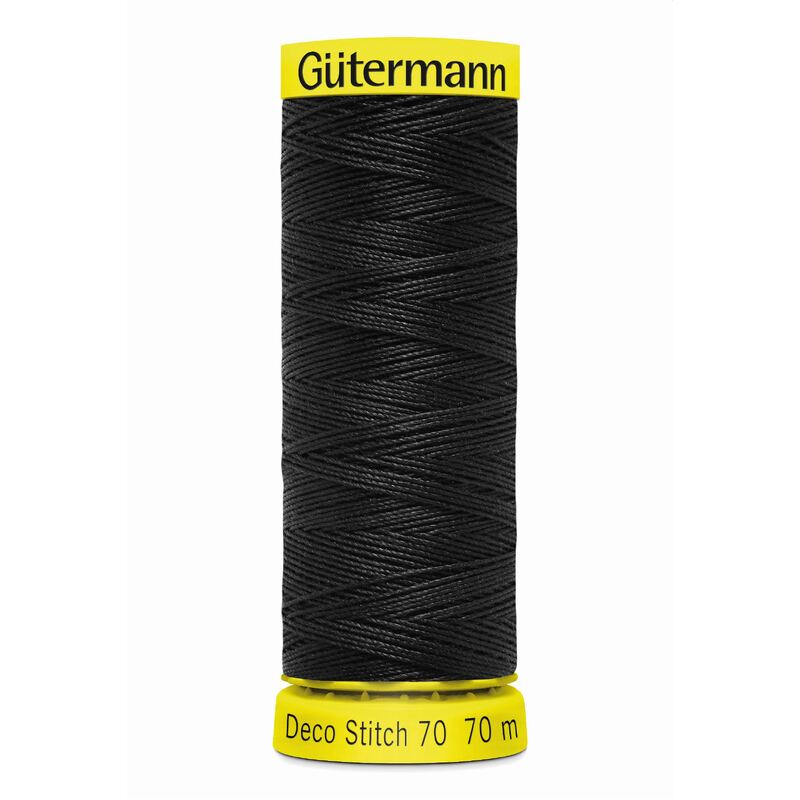 Gutermann Deco Stitch 70, #000 BLACK 70m Silky Topstitch Thread