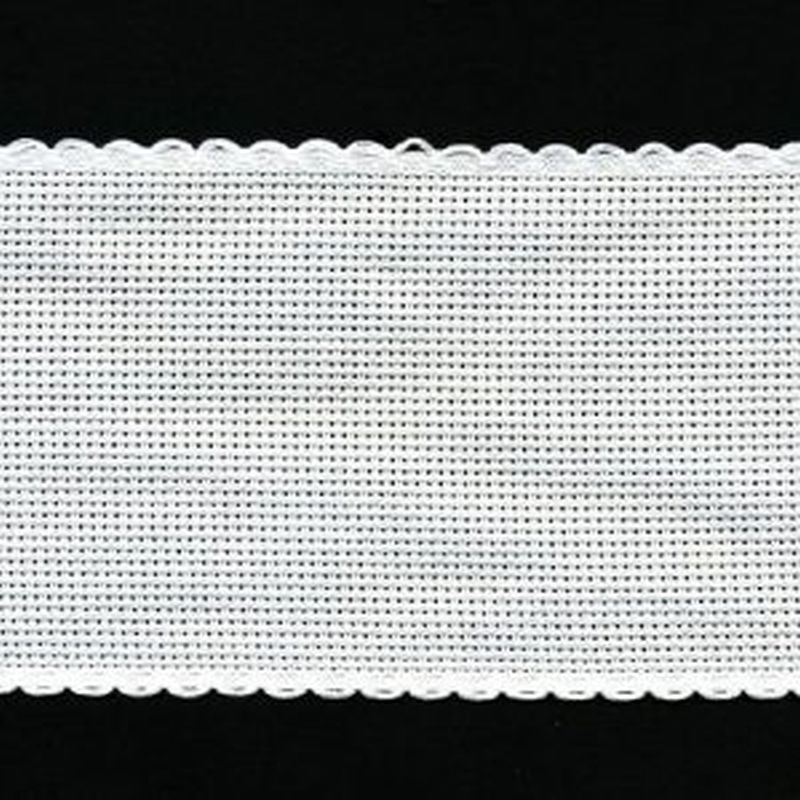 White 100mm Wide 14 Count Aida Band (7195-1), Priced per Metre