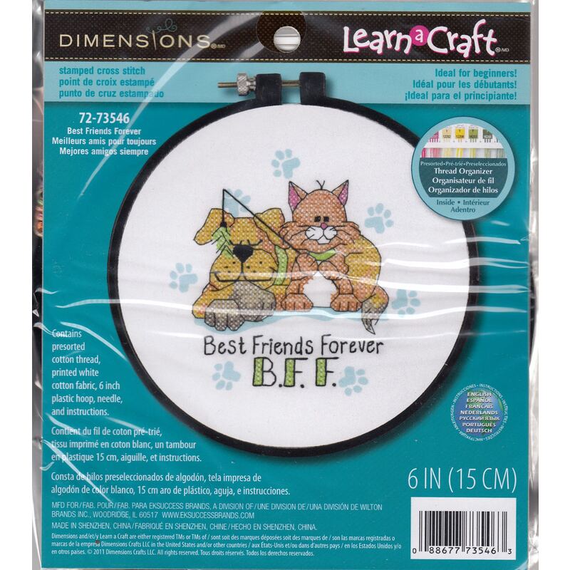 Dimensions BEST FRIENDS FOREVER Stamped Cross Stitch Kit, Learn A Craft 72-73546