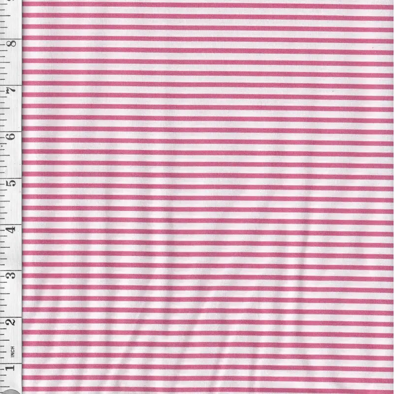 Stripes White and Dark Pink Cotton Fabric 110cm wide