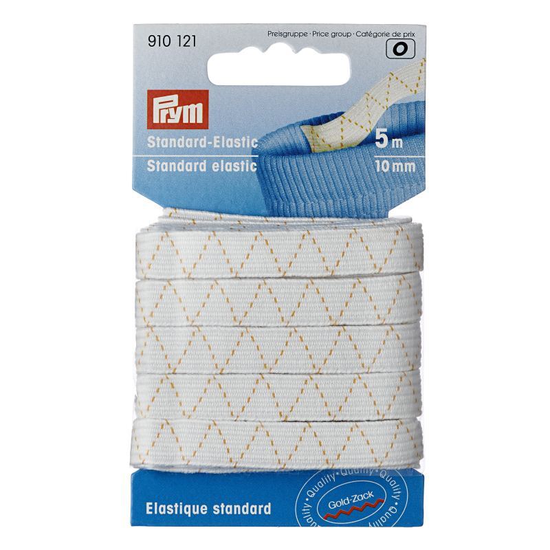 Standard Elastic White 10mm x 5m by Prym